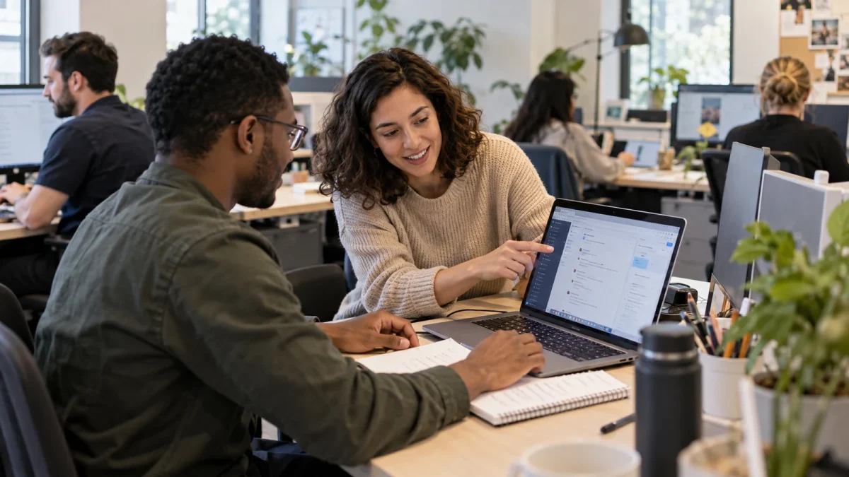 Illustration : Accompagnement d’un nouveau collègue avec une courte liste de tâches