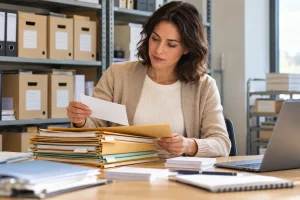 Documentaliste organisant des procédures validées pour une base de connaissances interne.