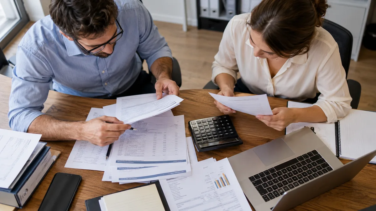 Responsables comparant des factures d’abonnement pour analyser leurs dépenses SaaS.