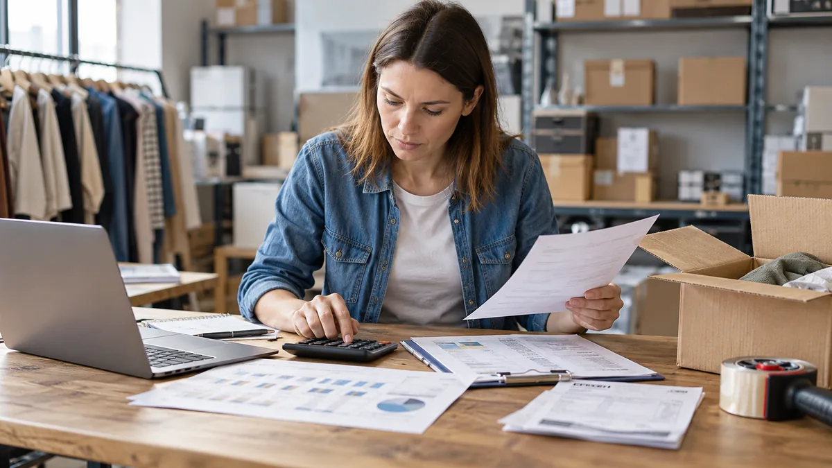 Commerçante rapprochant les ventes, les retours et les coûts d’une campagne.