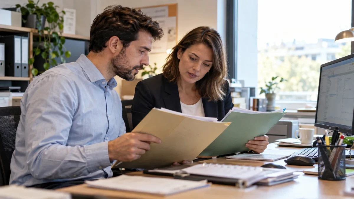 Illustration : Comparaison de deux dossiers clients dans un bureau commercial