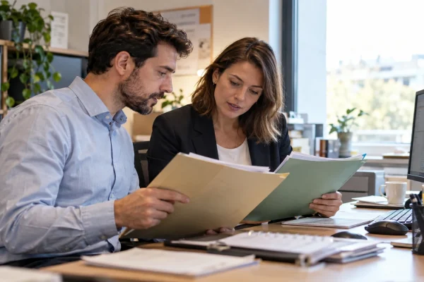 Illustration : Comparaison de deux dossiers clients dans un bureau commercial
