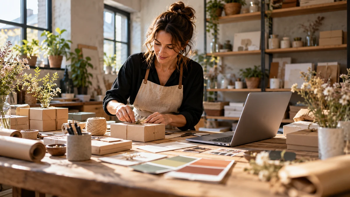 Petite entreprise préparant ses supports visuels