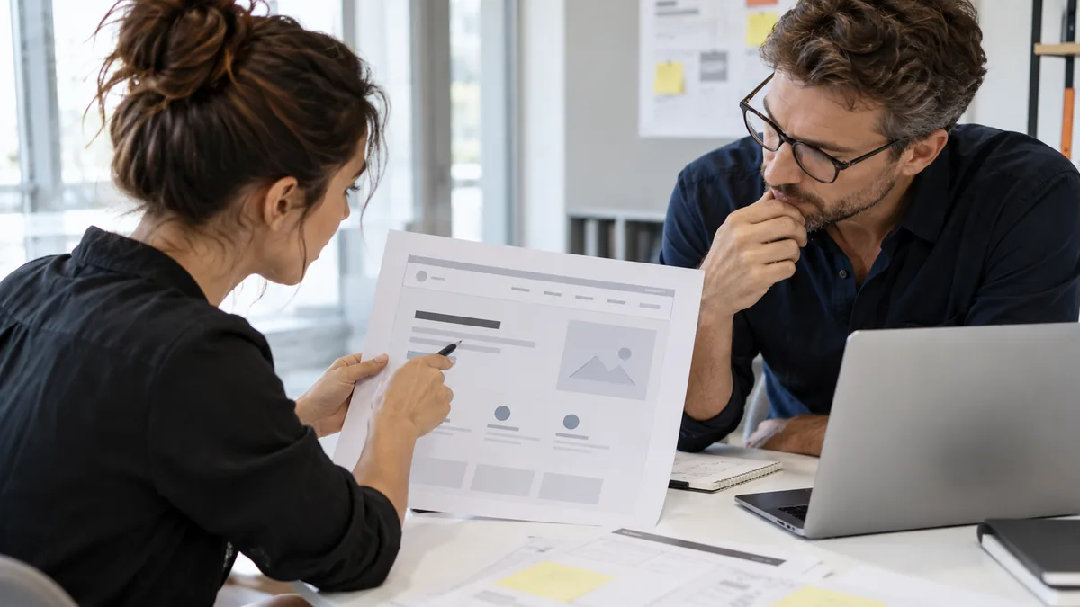 Équipe examinant le contenu placé avant le formulaire d’une page B2B.
