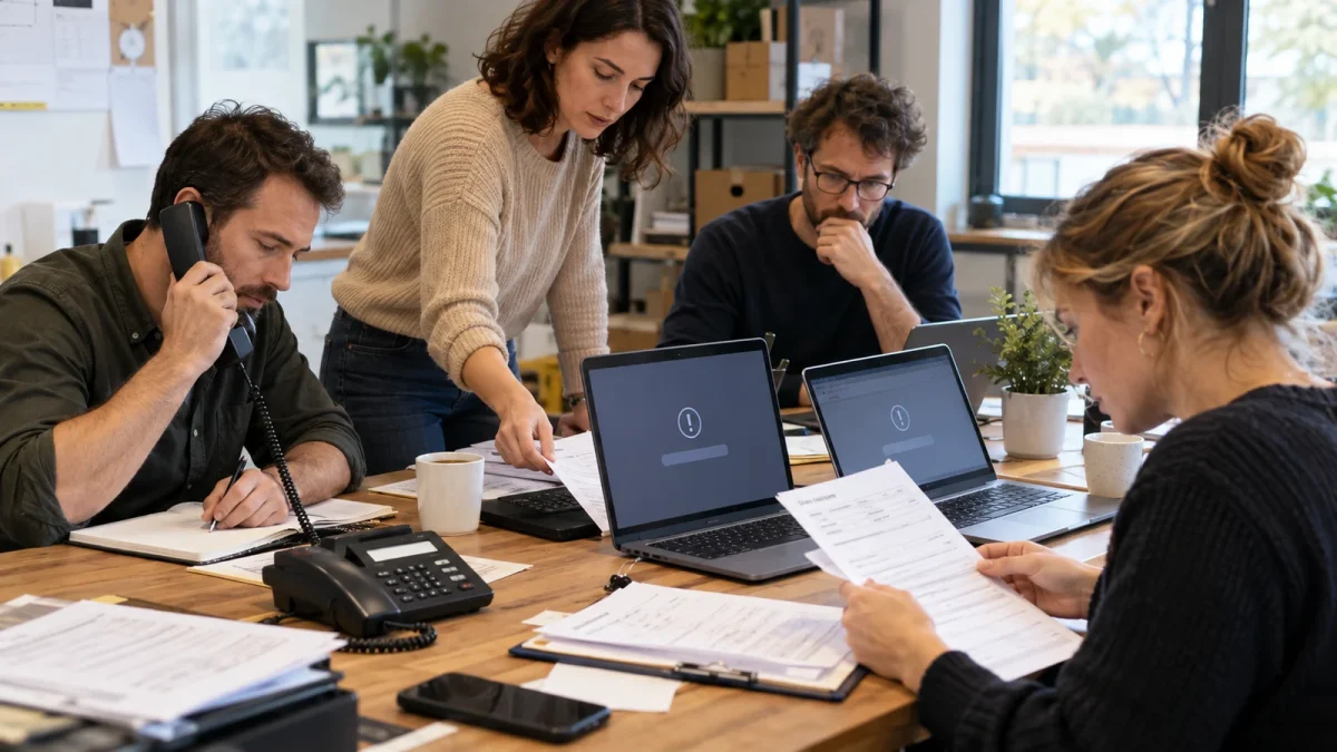 Illustration : Organisation de procédures papier pendant une indisponibilité logicielle
