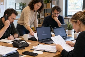 Illustration : Organisation de procédures papier pendant une indisponibilité logicielle