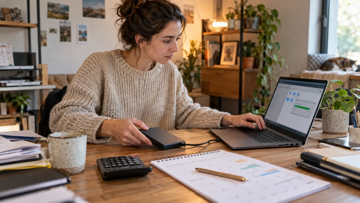Illustration : Préparation d’un export de fichiers avant de quitter un service logiciel