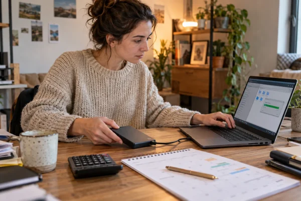 Illustration : Préparation d’un export de fichiers avant de quitter un service logiciel