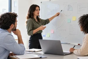 Équipe commerciale définissant les indicateurs de son tableau de bord.