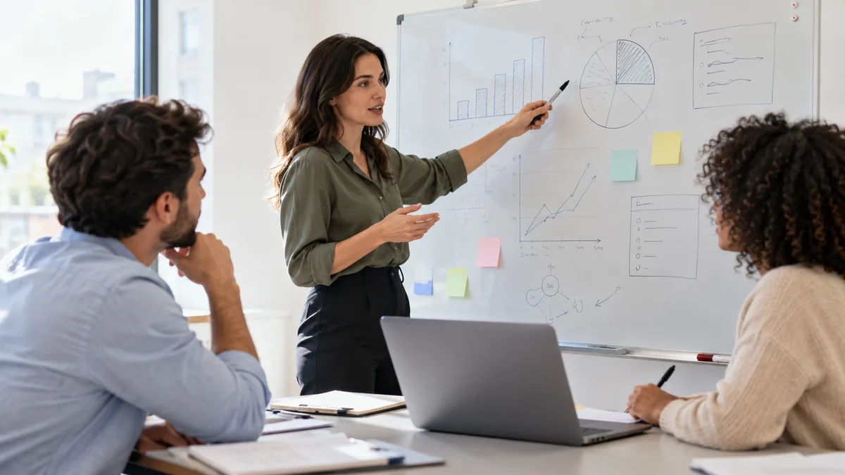 Équipe commerciale définissant les indicateurs de son tableau de bord.