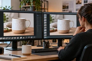 Illustration : Comparaison de deux versions d’une photographie sur des écrans