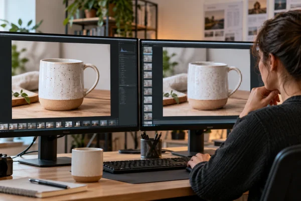 Illustration : Comparaison de deux versions d’une photographie sur des écrans